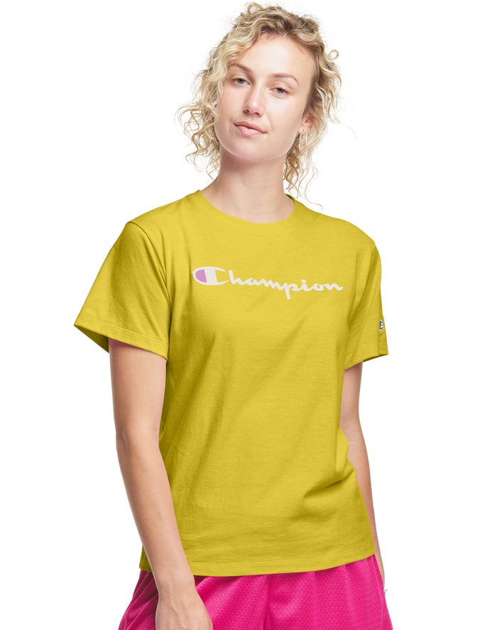 Champion T-Shirt Dames - Geel - Classic ( 518927-HGQ )